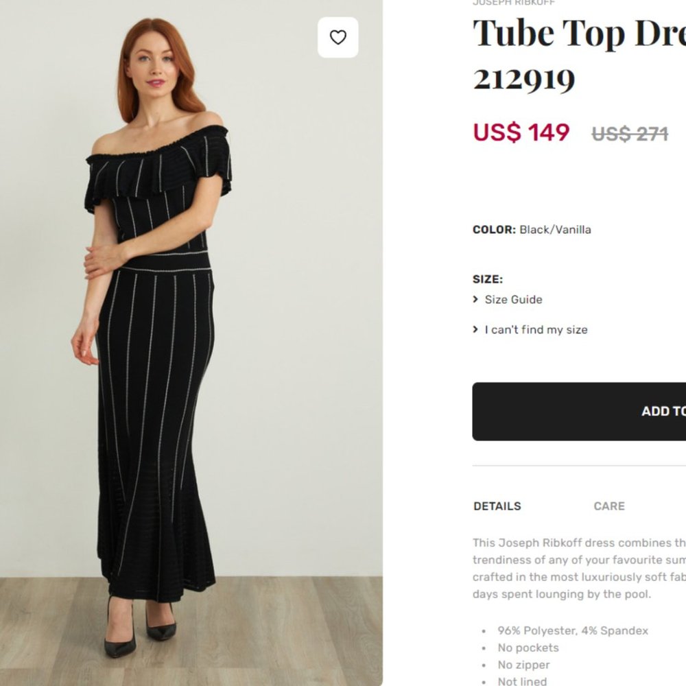 JOSEPH RIBKOFF  Tube Top Dress